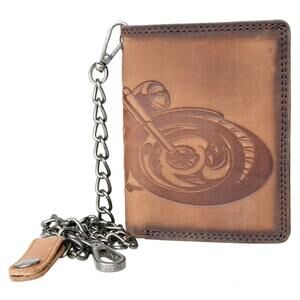 6918 Leather Biker's Wallet with a Motorbike, with 45 cm 18 inches Long